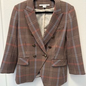 Veronica Beard Brown and Blue Plaid Blazer